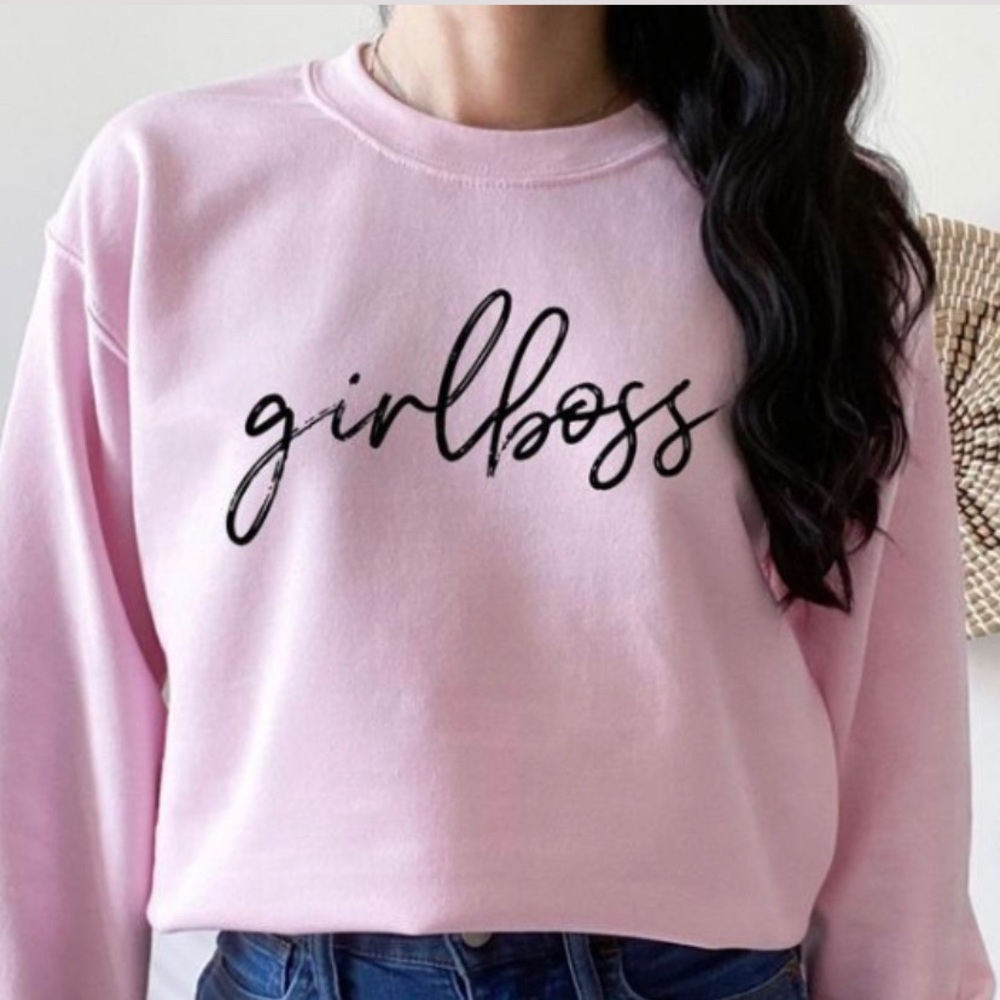 Pink and Black Girl Boss Sweatshirt NEW